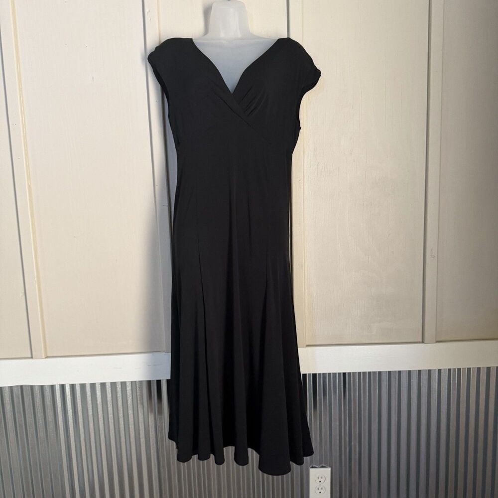 NWT Glamour Womens A Line Swing Dress Black 14 Stretch Party Event